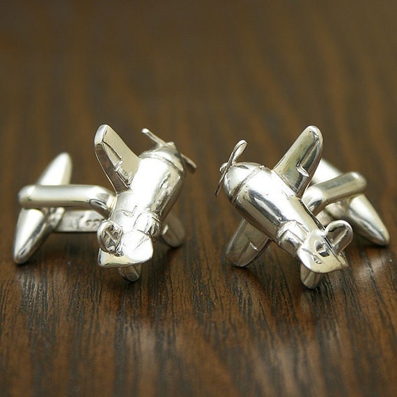 Airplane cufflinks sterling best sale silver