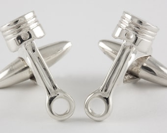 Piston Cufflinks, Sterling Silver, personalized