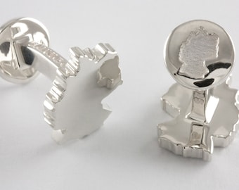 Germany Map Cufflinks, Sterling Silver