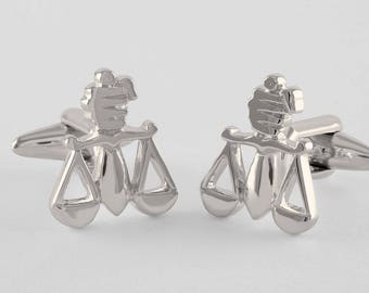 Libra Cufflinks handcrafted in Sterling Silver, Zodiac, Astrological sign, personalized