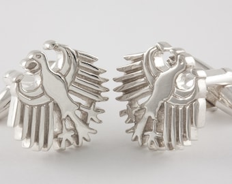 German Eagle Cufflinks, Sterling Silver, personalized