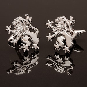 Lion Rampant Cufflinks, Sterling Silver, handcrafted