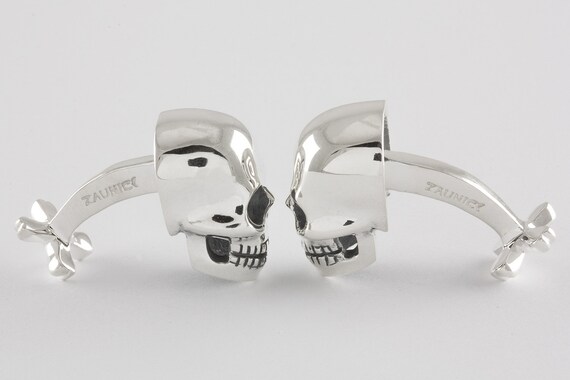 Big Massive Skull Cufflinks in Sterling Silver, Sterling Silver