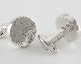 Monogram Cufflinks with engraved initials in Sterling Silver, personalized