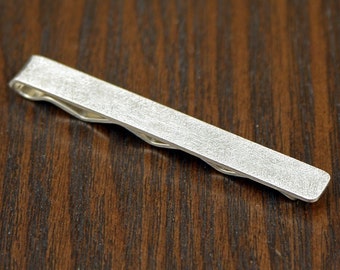 Sterling Silver Tie Bar Clip Brushed