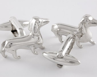 Sausage Dog Cufflinks, Sterling Silver, personalized