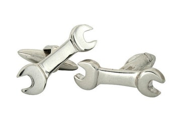 Home Improvement Wrench Cufflinks, Sterling Silver