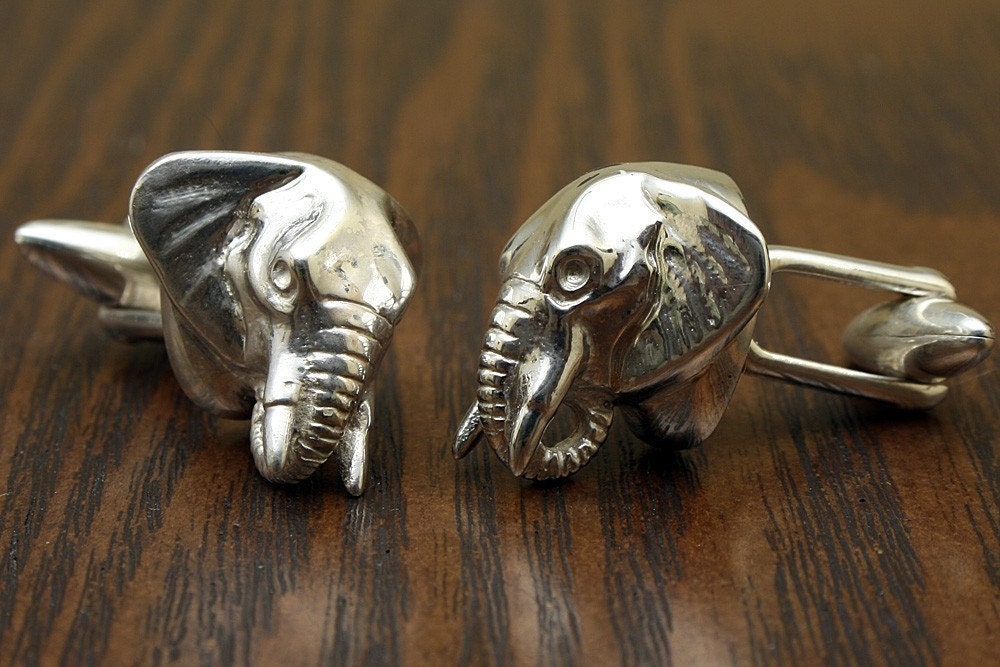 Sterling Silver Elephant Cufflinks Etsy