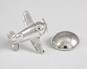 Gee Bee Plane Lapel Pin, Sterling Silver