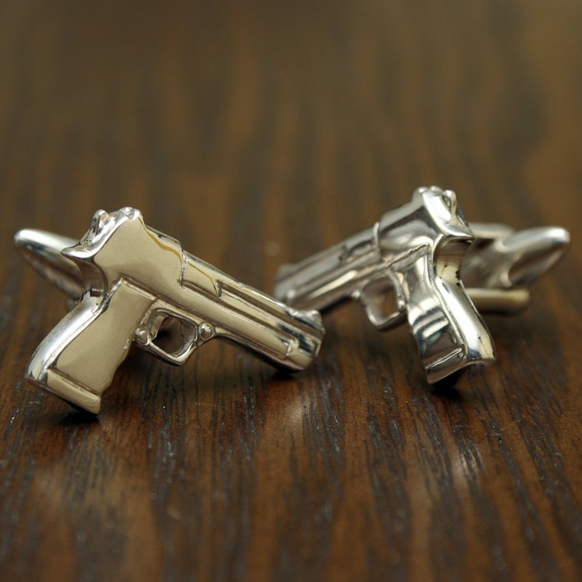 Bang Bang Bang Gun Cufflinks, Sterling Silver, Handcrafted Etsy