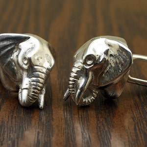 Elephant Cufflinks, Sterling Silver, Handmade image 1