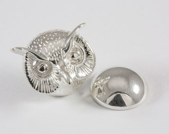 Owl Lapel Pin, Sterling Silver