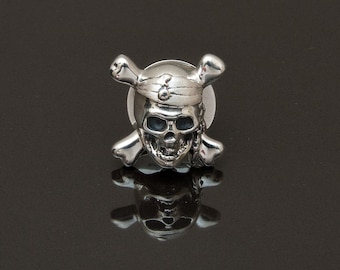 Pirate Lapel Pin, Sterling Silver,  handcrafted