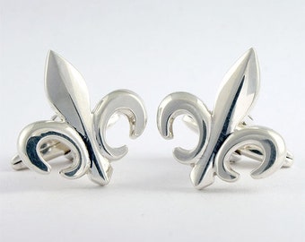 Sterling Silver Big Fleur De Lis Cufflinks