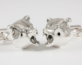 Grizzly Bear Cufflinks, Sterling Silver, personalized