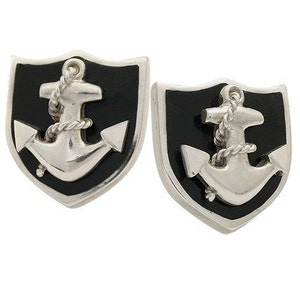 Anchor on Black Enamel Cufflinks image 1