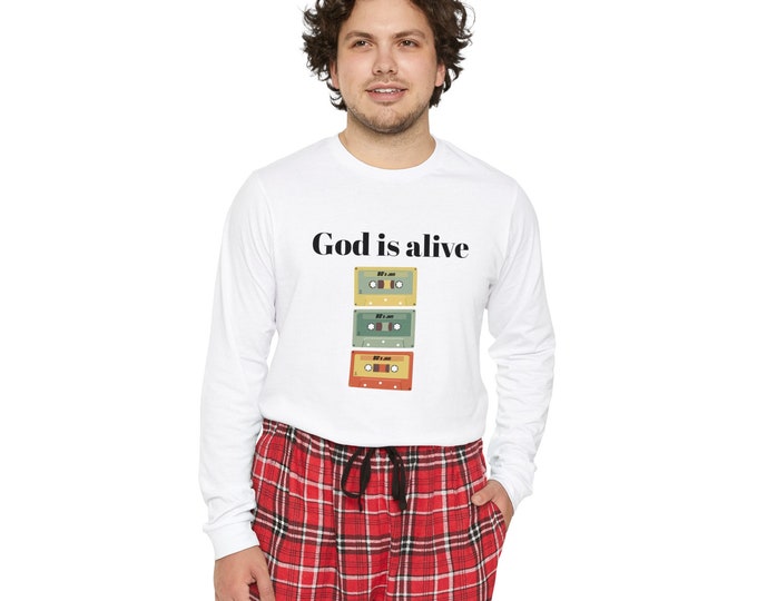 Men's Long Sleeve Pajama Set, God is alive