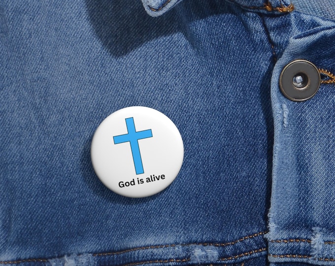 Custom Pin Buttons with white background and blue cross