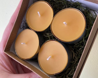 Beeswax Tea Lights, Set of 4 All Natural Candles