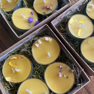 Floral Tea Lights, Set of 4 Beeswax Candles image 8