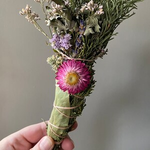 Springtime Blessing Bundle, Sustainable Smoke Ceremony Wand, Dried Flower Bouquet image 6