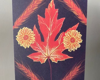 Autumn Leaf Postcard Print, Altar Card Art, Eco-friendly Recycled Paper