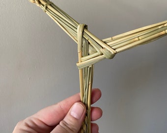 Triple Armed Brigid’s Cross, Handwoven Altar Decoration, Plant Weaving