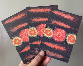 Harvest Postcard Print, Altar Card Art, Eco-friendly Recycled Paper