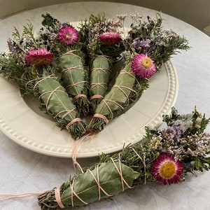 Springtime Blessing Bundle, Sustainable Smoke Ceremony Wand, Dried Flower Bouquet image 7