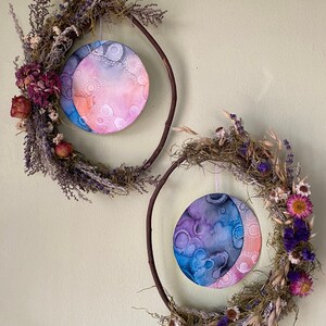 Moon Phase Wreath, Original Art and Dried Flower Decor image 10