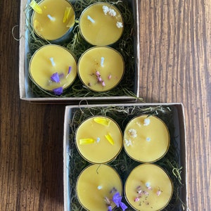 Floral Tea Lights, Set of 4 Beeswax Candles image 7