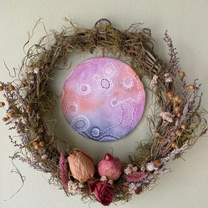 Moon Phase Wreath, Original Art and Dried Flower Decor image 3