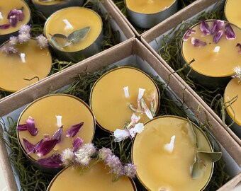 Ostara Tea Lights, Set of 4 Beeswax Candles