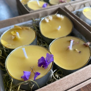 Floral Tea Lights, Set of 4 Beeswax Candles image 2