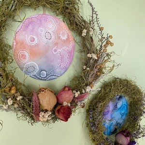 Moon Phase Wreath, Original Art and Dried Flower Decor image 4