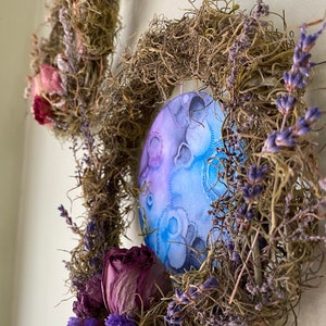 Moon Phase Wreath, Original Art and Dried Flower Decor image 5