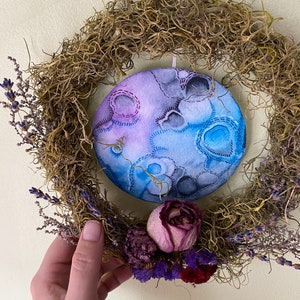 Moon Phase Wreath, Original Art and Dried Flower Decor image 6