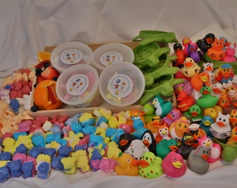 Duck & Friends Fruity Fun: Handcrafted Kids Soap 24oz w/ Rubber Duck and Soap Dish