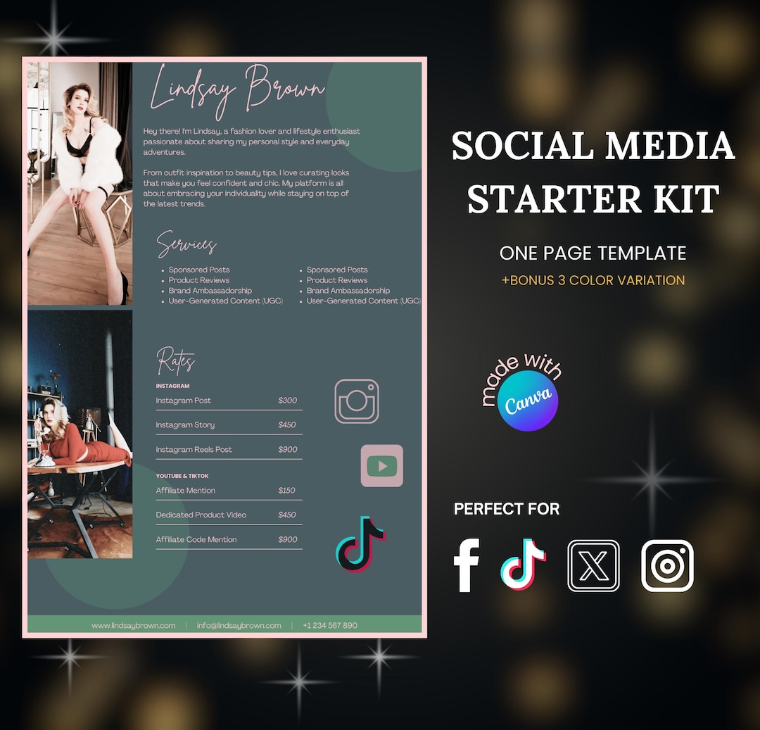 Social Media Starter Kit Template Canva Rate Sheet Template Instagram ...