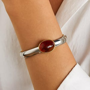 Baltic Amber Flex Cuff Bracelet: 24K Gold Plated Sterling Silver Flex Bangle