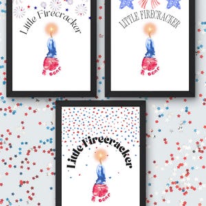 Artisanat d&#39;empreintes de pas du 4 juillet pour bébé ou enfant en bas âge, téléchargement numérique de 3 modèles imprimables