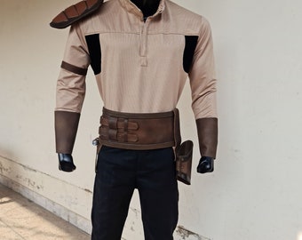 Inspired By Star wars Kyle Katarn Costume with leather belt and shoulder pad