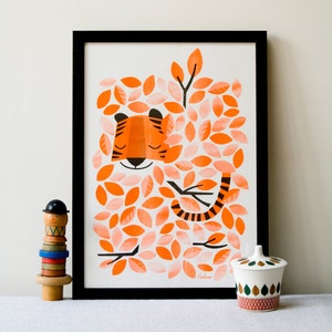 Hidden Tiger - A3 RISO print by Peski Studio