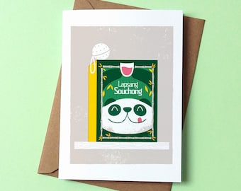 Lapsang Souchong Panda Tea Greetings Card - by Peski Studio