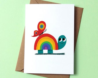 Greetings Card - Rainbow Tortoise - by Peski Studio