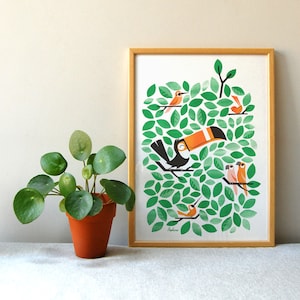 Toucan Tweets - A3 RISO print by Peski Studio