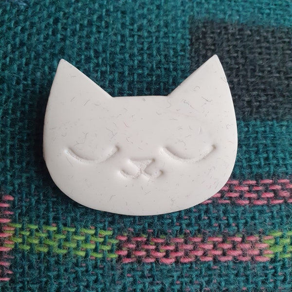 Weiße Katze - Polymer Clay Anstecker