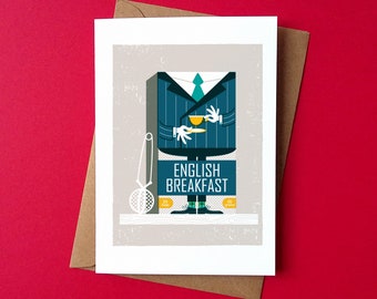 English Breakfast Tea Greetings Card - by Peski Studio
