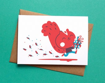 Speedy Squirrel Greetings Card - by Peski Studio