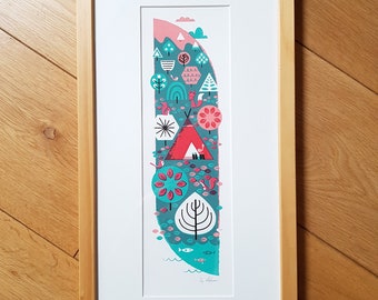 Forest Friends framed screen print by Peski Studio
